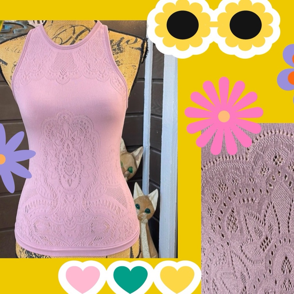 Lululemon Rose Pink Reveal Tank Zen Expression Seamless Laser-Cut Tank